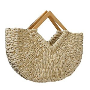 tellrain straw bags for women semi round large tote purse casual summer vocation straw handbag woven tote