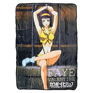 cowboy bebop faye valentine cuffed fleece throw soft lightweight blanket 45×60 inches, multicolored (bocfb-bop-fycuf)