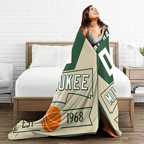 Custom Throw Blankets for Bed Personalized Basketball City Fans Gift Winter Summer Fleece Blanket Name and Number, 30"x40", 50"x60"