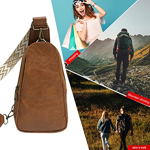 Women Chest Bag Sling Bag Leather Crossbody Bag Female Satchel Daypack Waist Shoulder Sling backpack for Travel Work school