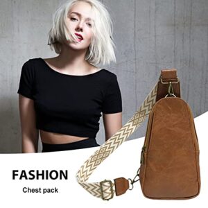 Women Chest Bag Sling Bag Leather Crossbody Bag Female Satchel Daypack Waist Shoulder Sling backpack for Travel Work school