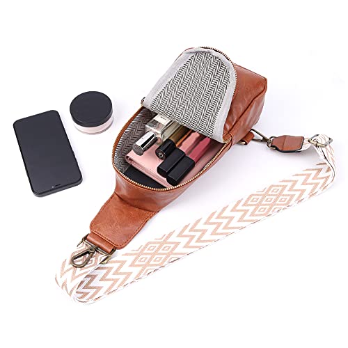 Women Chest Bag Sling Bag Leather Crossbody Bag Female Satchel Daypack Waist Shoulder Sling backpack for Travel Work school