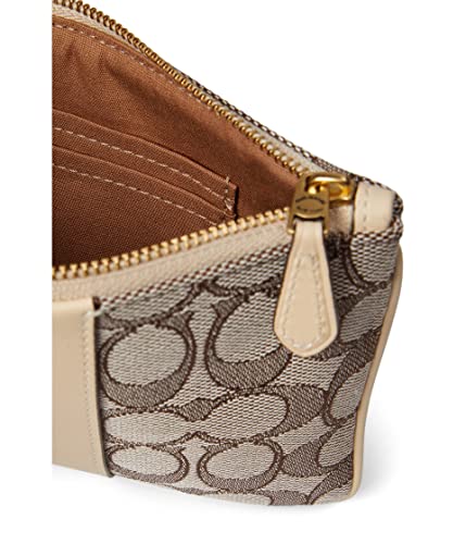 COACH Box Program Signature Jacquard Small Wristlet Cocoa Ivory One Size