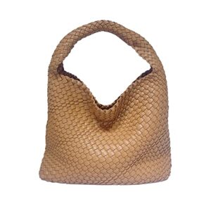 lmkids fashion hand woven bag shopper bag travel handbags and purses women tote bag large capacity shoulder bags (khaki)