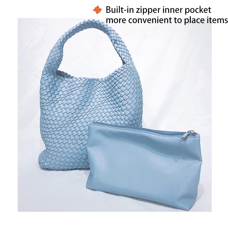 LMKIDS Fashion Hand Woven Bag Shopper Bag Travel Handbags and Purses Women Tote Bag Large Capacity Shoulder Bags (khaki)