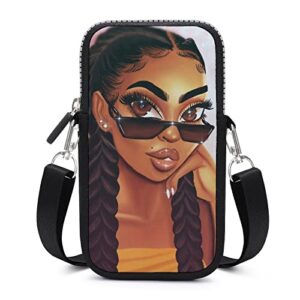 besbapes roomy pockets phone shoulder bag abstract black girl african american women art holder credit card totebag, water resistant, yoga picnic bag