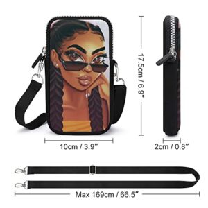 Besbapes Roomy Pockets Phone Shoulder Bag Abstract Black Girl African American Women Art Holder Credit Card Totebag, Water Resistant, Yoga Picnic Bag