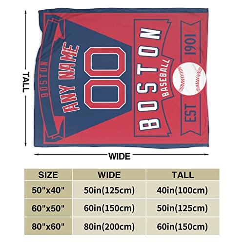 Custom Blanket for Bed Fans Gift Baseball City Winter Summer Fleece Throw Blankets Personalized Name and Number, 30"x40", 50"x60", 70"x80"