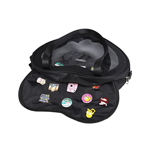 CHERRY SAUCE Heart Shaped Crossbody Purse Ita Bag JK Uniform Shoulder Bags for Anime Pins Display (CS2118-Black)