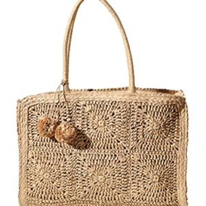 Women’s Handwoven Straw Beach Bag Chic Purse Summer Vocation Straw Tote Handbag Lightweight Hobo Tote