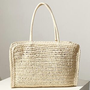 Women’s Handwoven Straw Beach Bag Chic Purse Summer Vocation Straw Tote Handbag Lightweight Hobo Tote