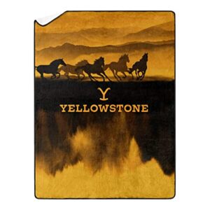 northwest yellowstone oversized silk touch sherpa throw blanket, 60″ x 80″, wild horses