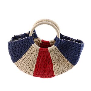valiclud handmade travel women’s tote moon-shaped summer handbag ladies fashion woven bag bags beach straw shopping
