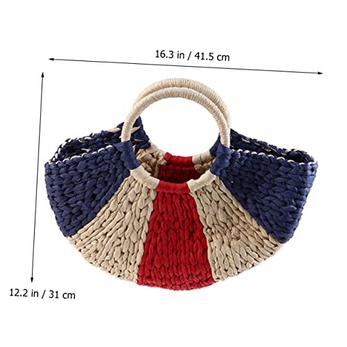 VALICLUD Handmade Travel Women's Tote Moon-shaped Summer Handbag Ladies Fashion Woven Bag Bags Beach Straw Shopping