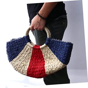 VALICLUD Handmade Travel Women's Tote Moon-shaped Summer Handbag Ladies Fashion Woven Bag Bags Beach Straw Shopping