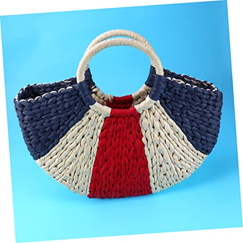 VALICLUD Handmade Travel Women's Tote Moon-shaped Summer Handbag Ladies Fashion Woven Bag Bags Beach Straw Shopping