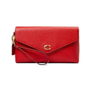 COACH Cross Grain Leather Wyn Wristlet Sport Red One Size