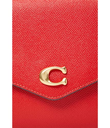 COACH Cross Grain Leather Wyn Wristlet Sport Red One Size