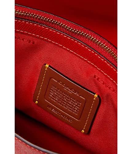 COACH Cross Grain Leather Wyn Wristlet Sport Red One Size