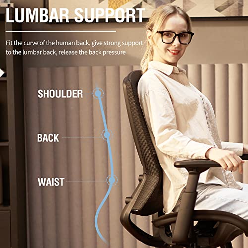 ELABEST Mesh Office Chair,Ergonomic Computer Desk Chair,Sturdy High Back Task Chair - Adjustable Lumbar Support & Armrests,Tilt Function,Swivel Wheels,Comfortable Wide Seat,Executive Home Office Chair