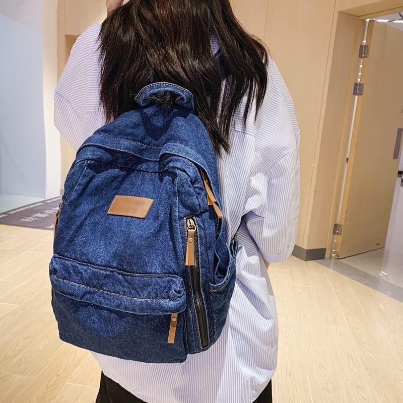 DINGZZ Fashion Ladies Canvas School Backpack Trendy Denim Travel Student Bag College Backpack (Color : E, Size : 32 * 13 * 38CM)