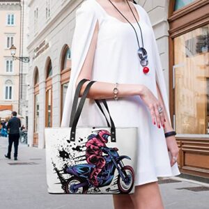 Womens Handbag Motorcycle Leather Tote Bag Top Handle Satchel Bags For Lady