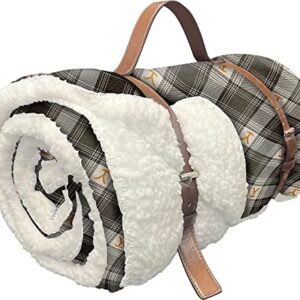 Northwest Yellowstone Silk Touch Sherpa Throw Blanket with Storage Strap Handle, 60" x 70", Dutton Plaid