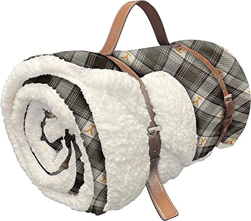 Northwest Yellowstone Silk Touch Sherpa Throw Blanket with Storage Strap Handle, 60" x 70", Dutton Plaid