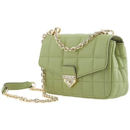 Michael Kors Ladies Soho Small Leather And Chain Shoulder Bag - Light Sage