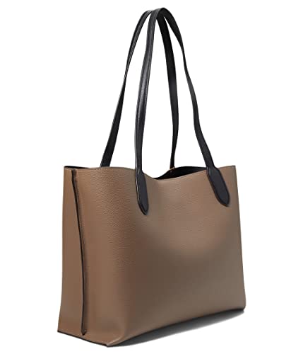 COACH Color-Block Leather with Coated Canvas Signature Interior Willow Tote Dark Stone One Size