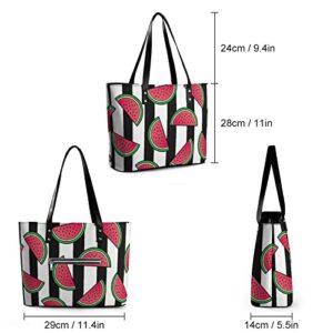 Womens Handbag Striped Watermelon Leather Tote Bag Top Handle Satchel Bags For Lady