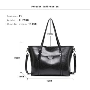 KKP Vintage Tote Bag Fashion Versatile Commuter One Shoulder Crossbody Bag-Black