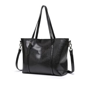 KKP Vintage Tote Bag Fashion Versatile Commuter One Shoulder Crossbody Bag-Black