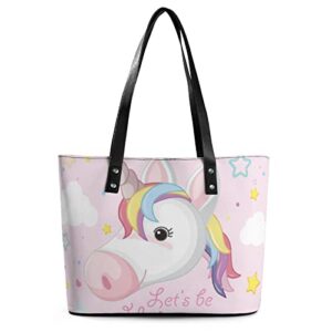 womens handbag unicorn leather tote bag top handle satchel bags for lady