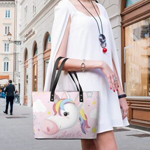 Womens Handbag Unicorn Leather Tote Bag Top Handle Satchel Bags For Lady