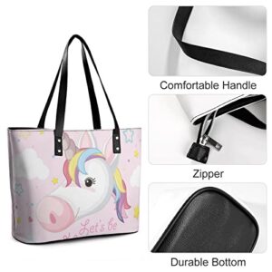 Womens Handbag Unicorn Leather Tote Bag Top Handle Satchel Bags For Lady