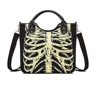 meokim gothic backpack canvas bag luminous fashion skull crossbody printed bag zipper luminous striped shoulder bag (sternum bag)