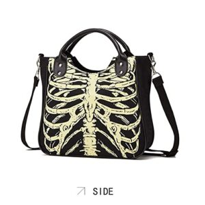 MEOKIM Gothic Backpack Canvas Bag Luminous Fashion Skull Crossbody Printed Bag Zipper Luminous Striped Shoulder Bag (Sternum Bag)