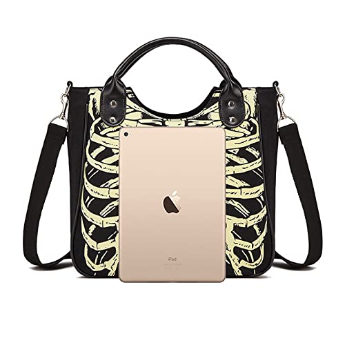 MEOKIM Gothic Backpack Canvas Bag Luminous Fashion Skull Crossbody Printed Bag Zipper Luminous Striped Shoulder Bag (Sternum Bag)