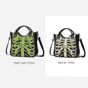 MEOKIM Gothic Backpack Canvas Bag Luminous Fashion Skull Crossbody Printed Bag Zipper Luminous Striped Shoulder Bag (Sternum Bag)