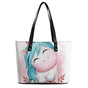 womens handbag unicorn leather tote bag top handle satchel bags for lady