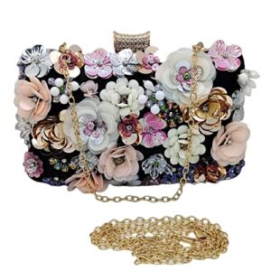 women floral evening clutch bag bride purse flower wedding handbags party prom chain bag