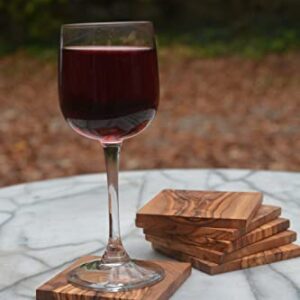 The Live Edge - Olive Wood Coasters for Drinks 6 Piece Set Coasters for Wooden Table | Rustic Coasters for Office Desk | Unique Drink Coaster For Tabletop Protection | Wooden Coasters For Coffee Table