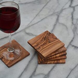 The Live Edge - Olive Wood Coasters for Drinks 6 Piece Set Coasters for Wooden Table | Rustic Coasters for Office Desk | Unique Drink Coaster For Tabletop Protection | Wooden Coasters For Coffee Table