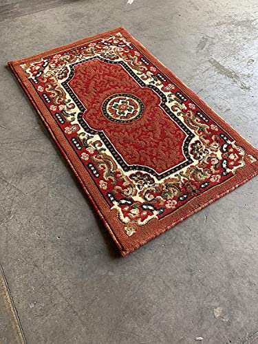 YHSF Traditional Floral Design Area Rug (Red, 2 Feet x 3 Feet 4 Inches)