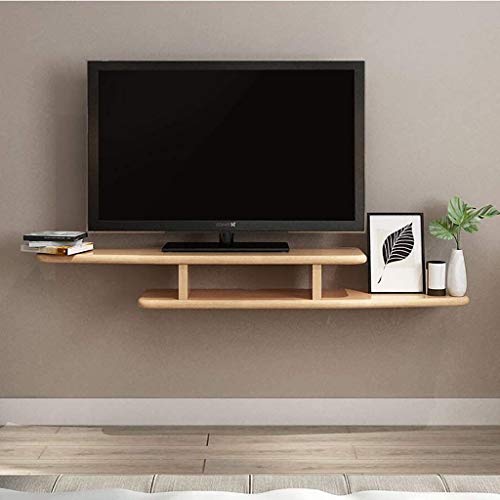 QUUL Antique Solid Oak Wood Floating Rack, Wall Hanging Decorative Hanging Bookcase, Kitchen Living Room Display Stand Home Decoration (Color : Natural)