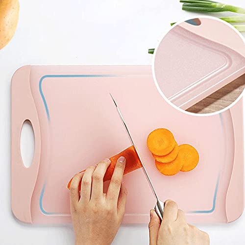 WHLONG Chopping Board-Plastic Chopping Board- for Kitchen with Juice Grooves， Non-Porous Easy to Grip Cutting Boards ( Color : Pink )