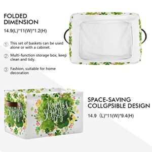 senya St. Patrick's Day Basket, St Patricks Day with Green Foldable Fabric Collapsible Storage Bins Organizer Bag for Storage Clothes