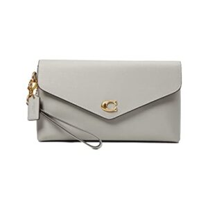 COACH Cross Grain Leather Wyn Wristlet Dove Grey One Size