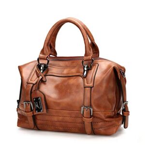 rehoc women leather fashion ladies messenger shoulder bag tote satchel purse brown, brown